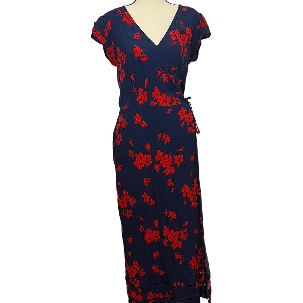 Gap Wrap Maxi Dress, Blue & Red, Size: Med